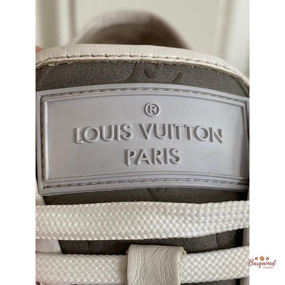 Authentic Louis Vuitton Gray/White Monogram Canvas Leather FrontRow Sneakers 5.5 - Picture 2 of 14